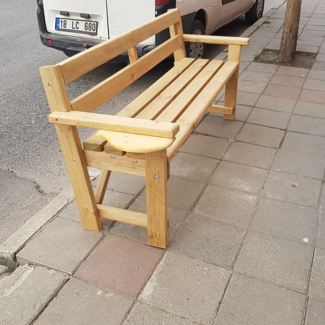 Ahşap Kolçaklı Bank küçük görsel 3